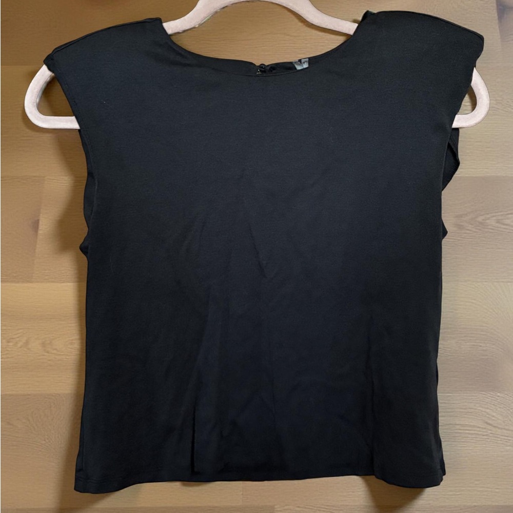 Anthropologie Black Tee with Shoulder Pads